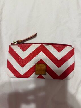 Dooney & Bourke Red and White Chevron Wristlet